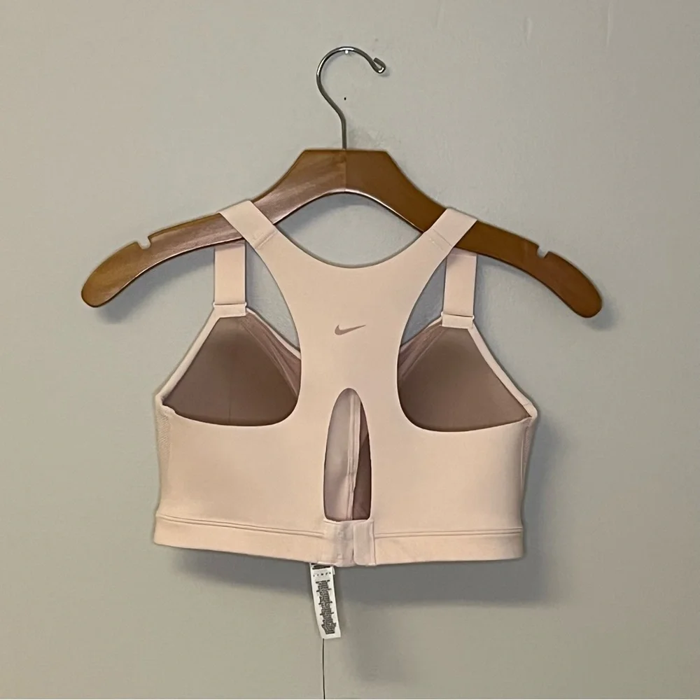 NEW Nike Alpha Women's High-Support Padded Zip Front Racerback Pink Sports bra
